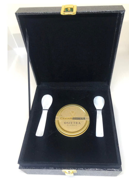 Gift Box of Italian Giaveri Osietra Caviar with Mother of Pearl Caviar spoon